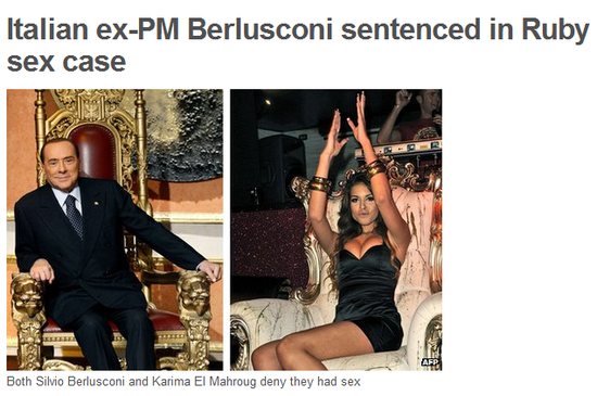 BBC:贝卢斯科尼性丑闻一案罪名成立或获刑7年