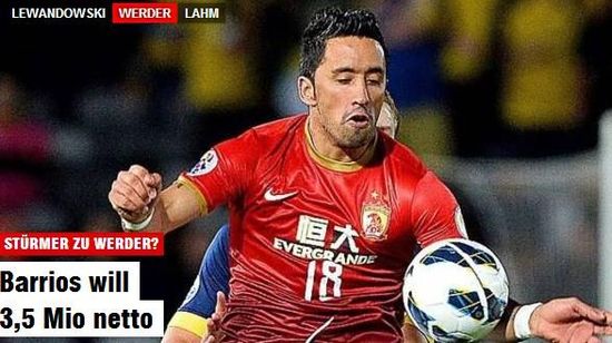 《图片报》:高额薪水阻碍巴里奥斯回德甲