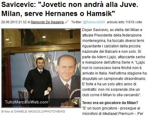 《全市场》：萨维切维奇认为，尤文难买约维蒂奇