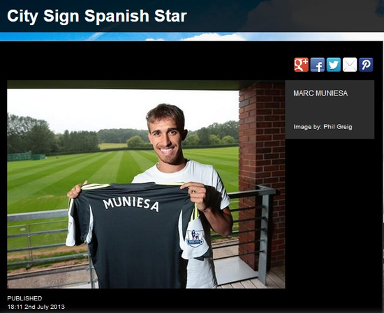 斯托克城官网：西班牙新星穆涅萨加盟