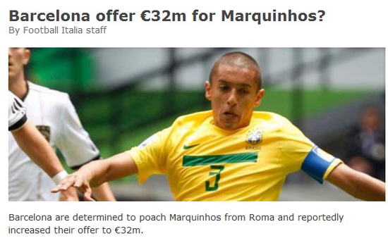《意大利足球》：巴萨报价3200万欧元求购马金奥斯