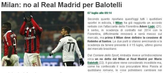 《足球市场》：惊曝皇马有意挖角巴洛特利