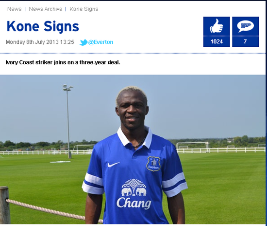 埃弗顿官网：科内加盟