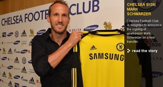 切尔西官方宣布澳国门加盟 与老将施瓦泽签约1年
