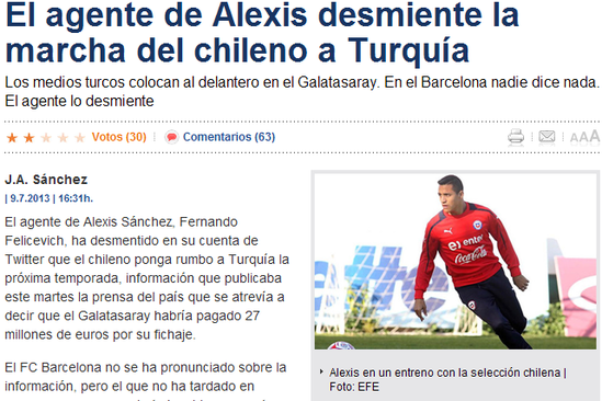 《每日体育报》:桑切斯通过经纪人宣布留在巴萨