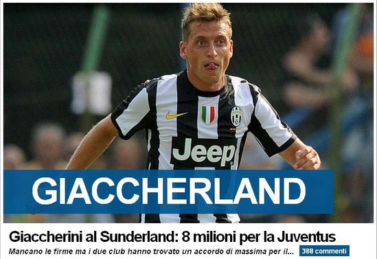 《都灵体育报》:贾凯里尼800万欧元将加盟桑德兰