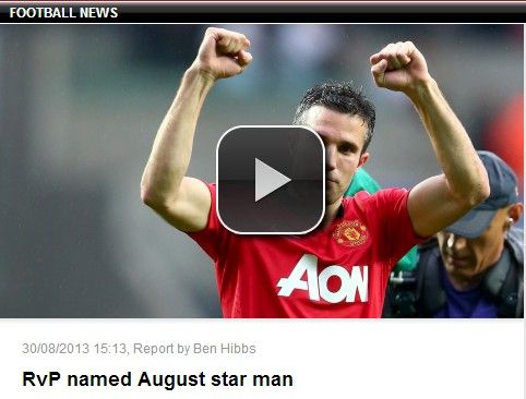 曼联官网:范佩西当选8月最佳