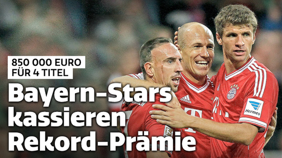 《图片报》：拜仁冠军奖金破纪录