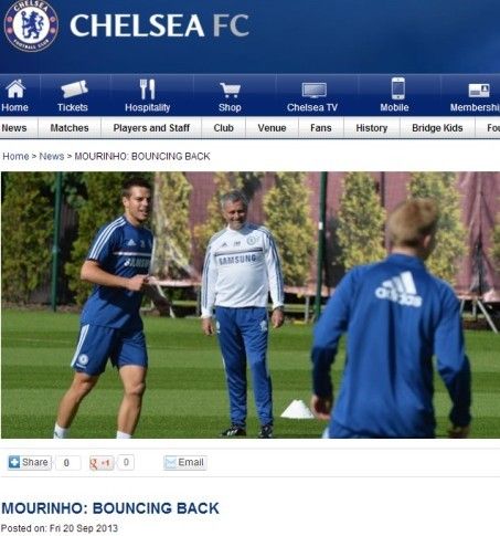 穆里尼奥坚信蓝军会反弹