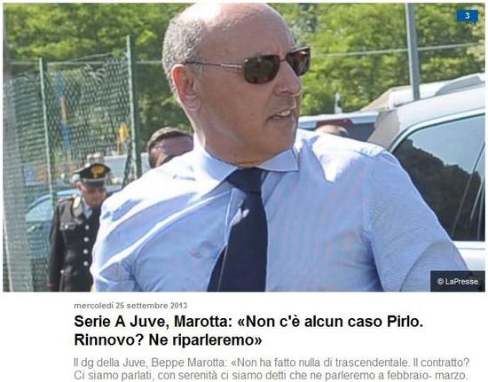 《罗马体育报》:马罗塔称明年2月再谈皮尔洛续约