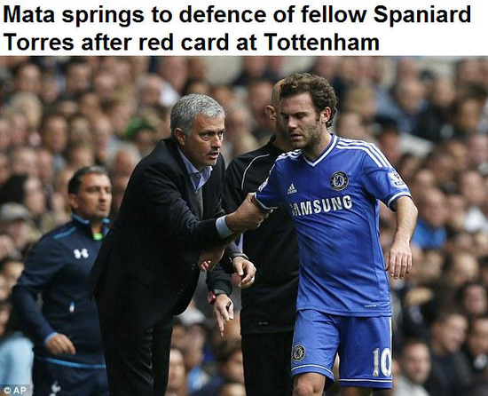 《每日邮报》：马塔声援托雷斯