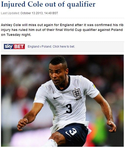 英足总确认阿科尔无缘出战波兰