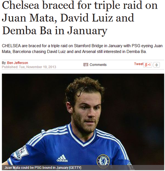 《快报》：马塔、路易斯、登巴巴冬季或遭蓝军清洗