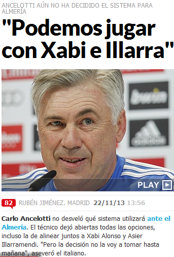 安切洛蒂：阿隆索与伊利亚拉门迪能同时出场