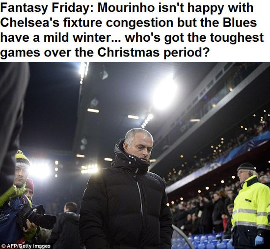 《每日邮报》：穆里尼奥的球队在未来一月并未遇到最严酷的挑战