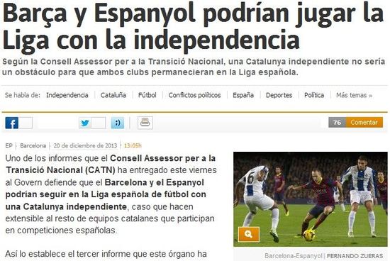 《阿斯报》：加泰罗尼亚既想独立又舍不得放弃西甲