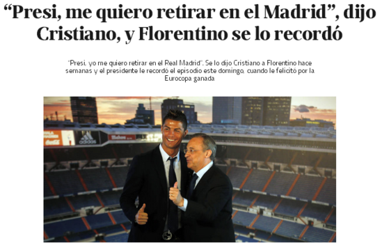 C罗夺冠后通话老佛爷表忠心:主席我要在皇马退役