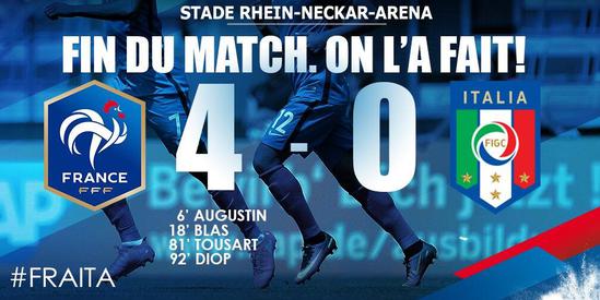 U19欧锦赛-法国4-0胜意大利夺冠 巴黎射手夺金靴