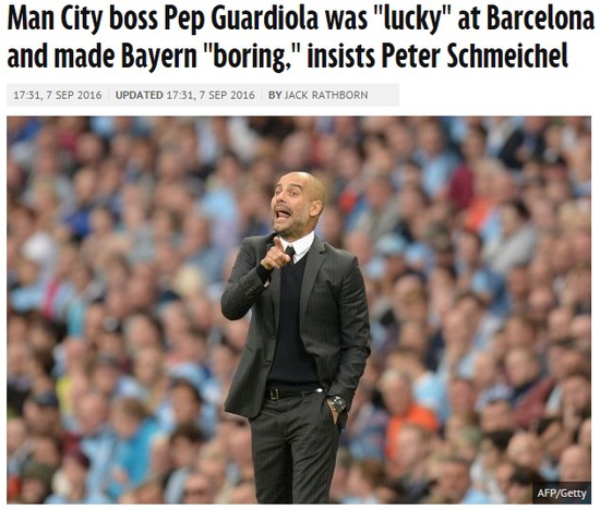 《每日邮报》：舒梅切尔批评瓜迪奥拉