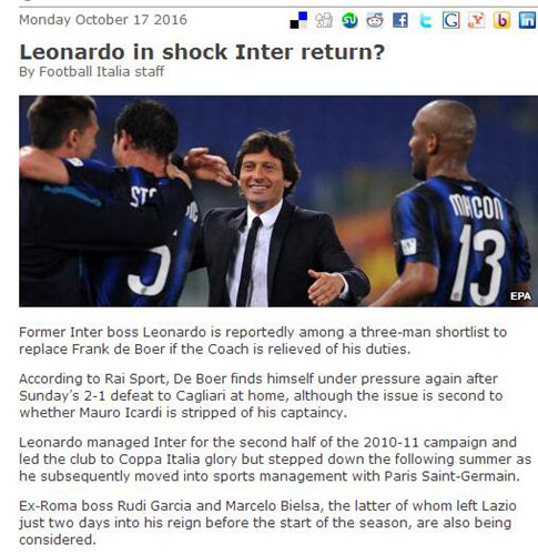 意媒：国米已定三新帅候选