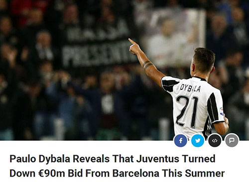 尤文梅西自曝曾被巴萨9000万报价